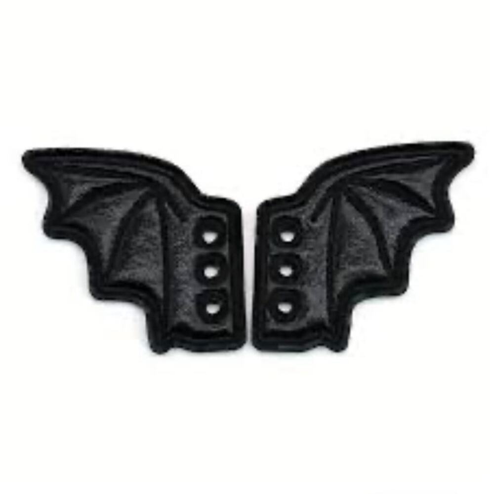 Goth Pair of Bat Shoe/Boot Laces Decorations Black Sheen Style Grunge Emo